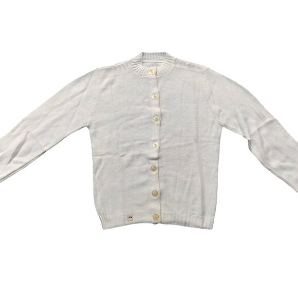 Vintage 1940s-1950s White Long Sleeve Cardigan Knit Fall Winter Sweater - Picture 7 of 7